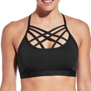 CALIA by Carrie Underwood Black Strappy Sports Yoga Bra Small